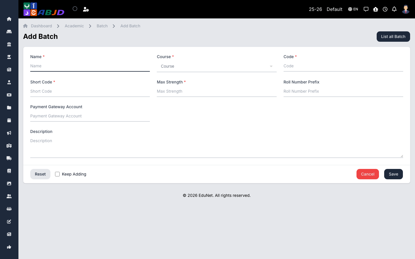 Add batch form
