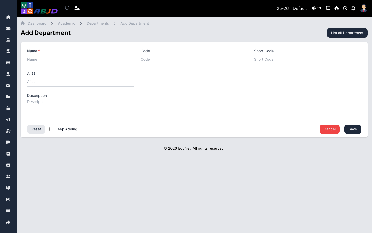 Add department form