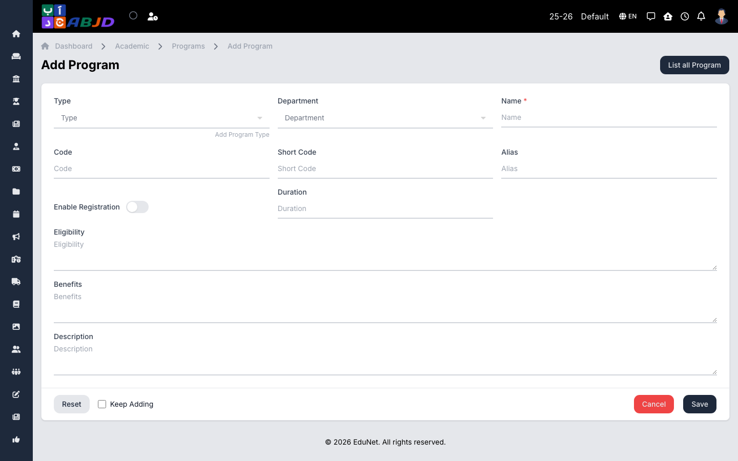 Add program form