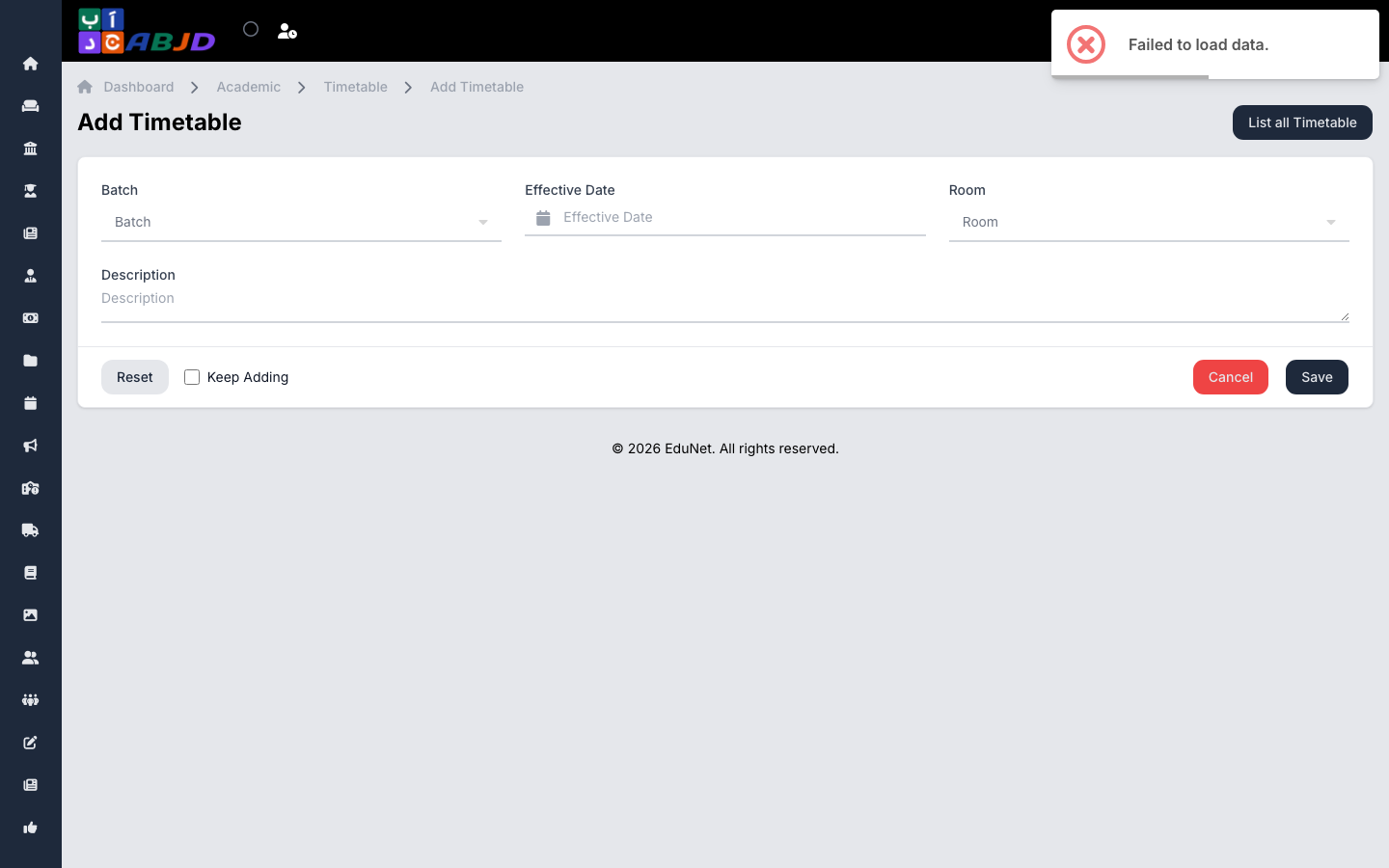 Add timetable form