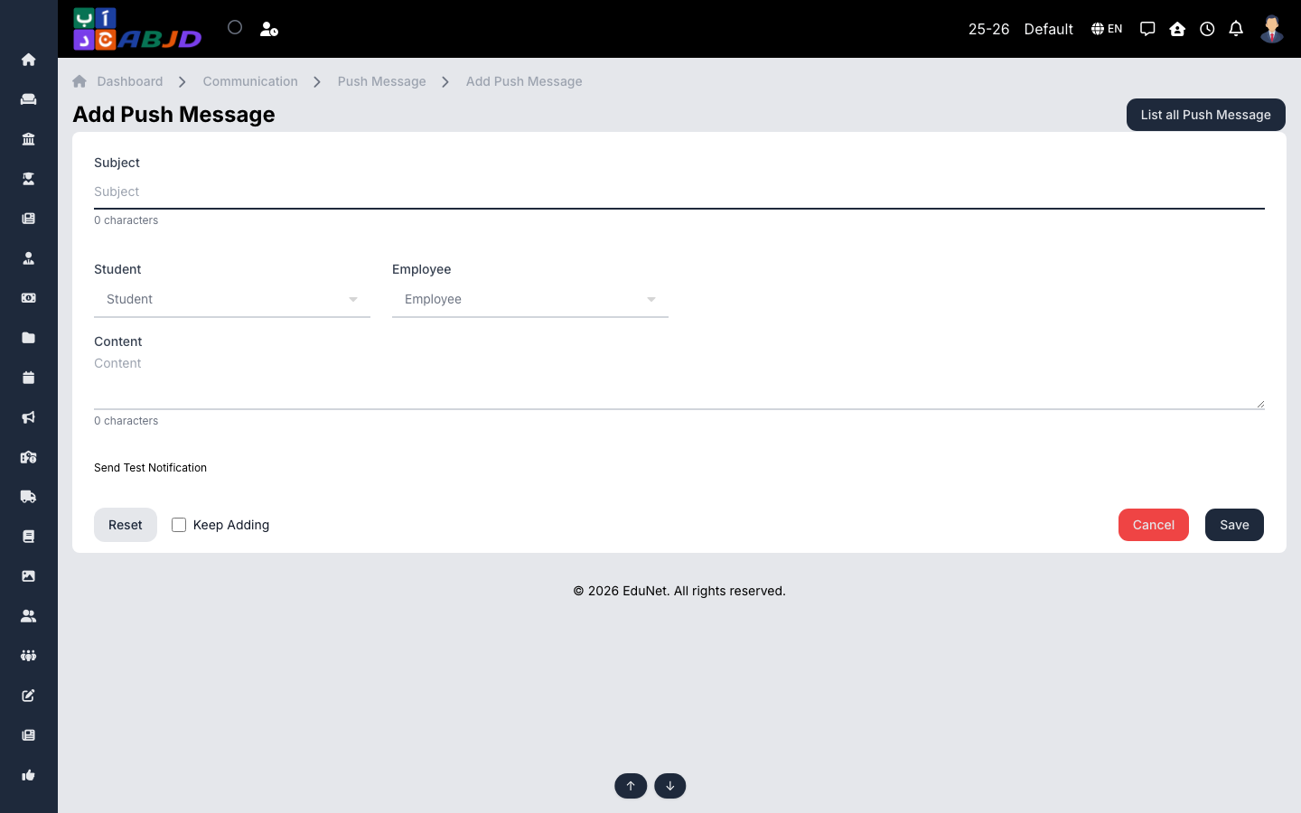 New push message form