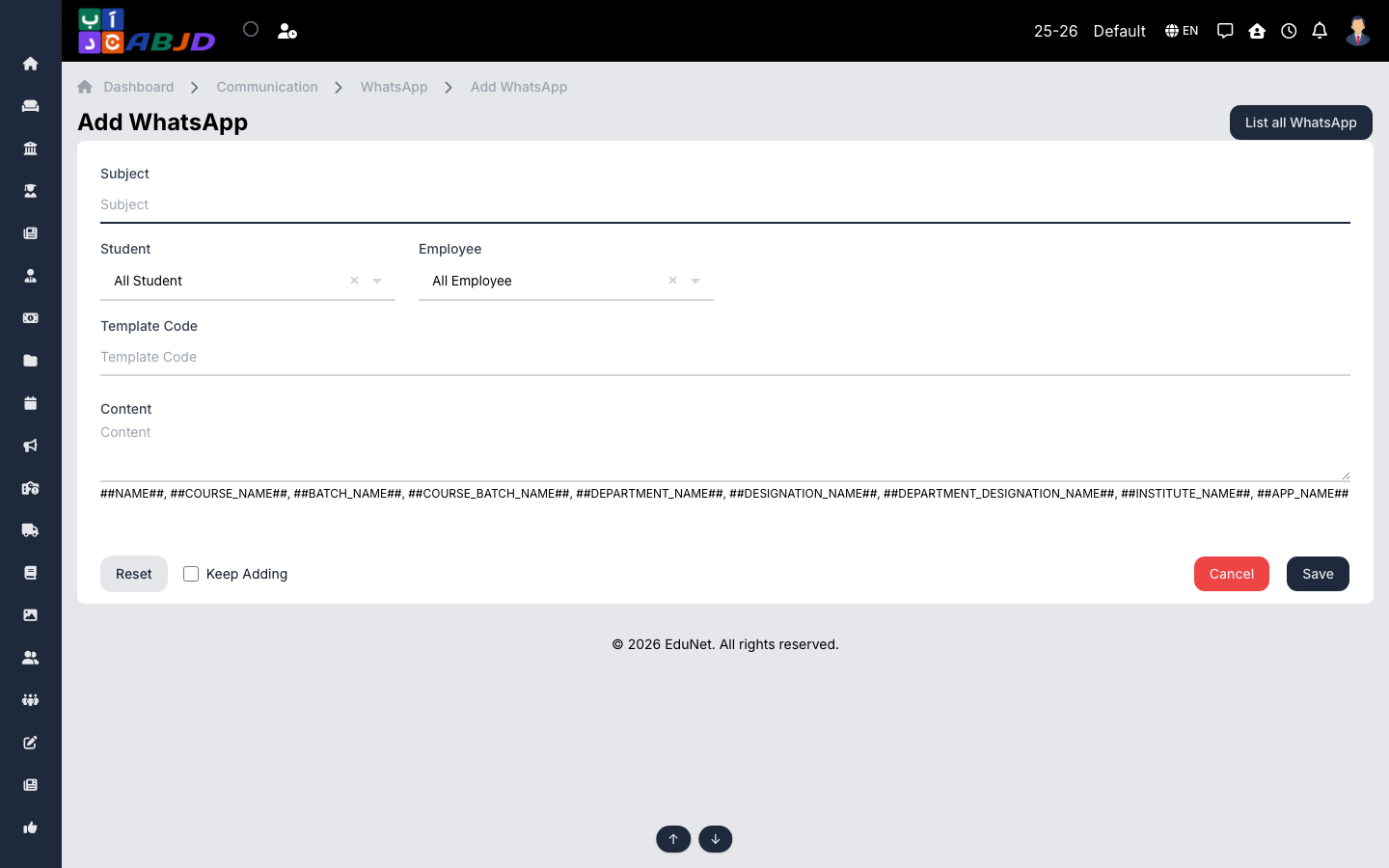 New WhatsApp form