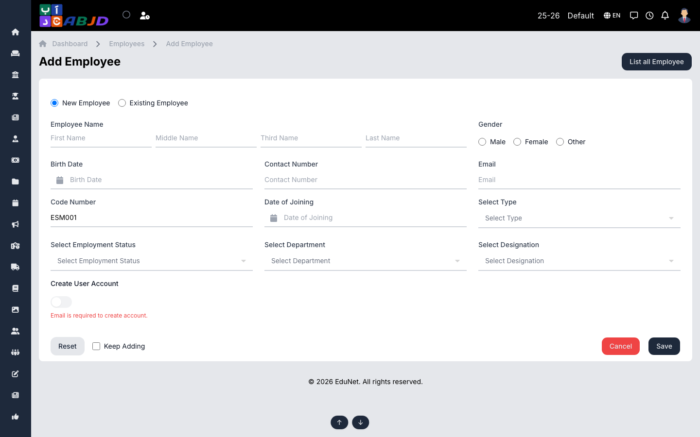 Add employee form