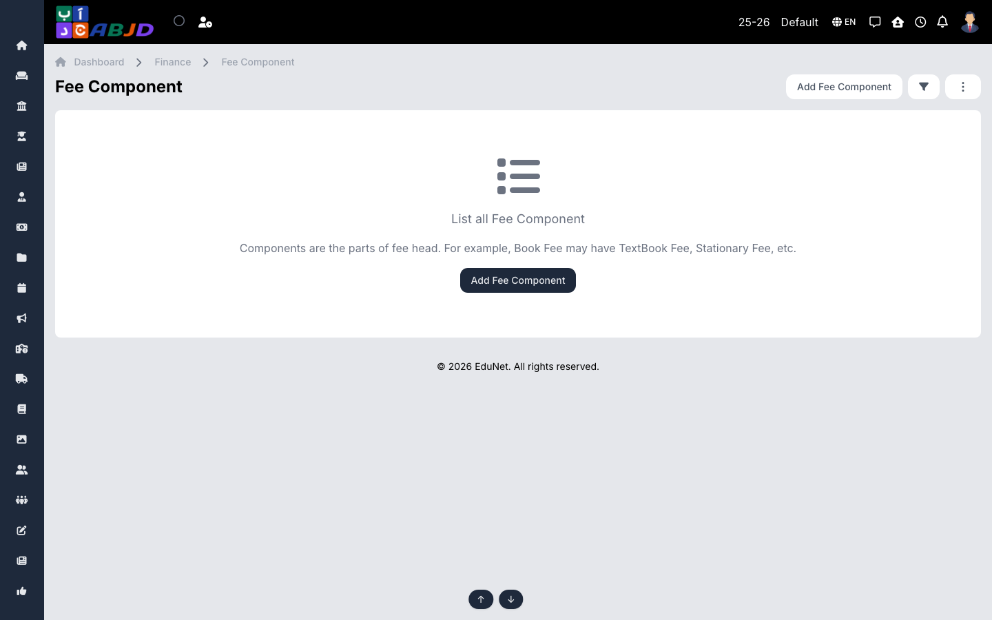 Fee components list