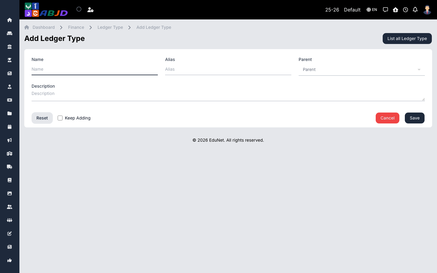 Add ledger type form