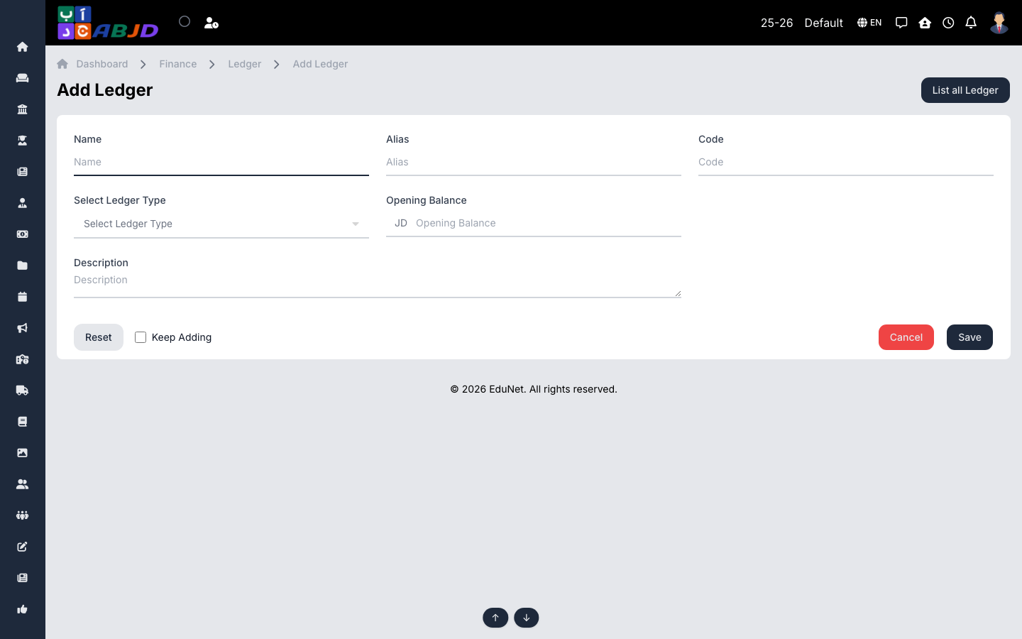 Add ledger form