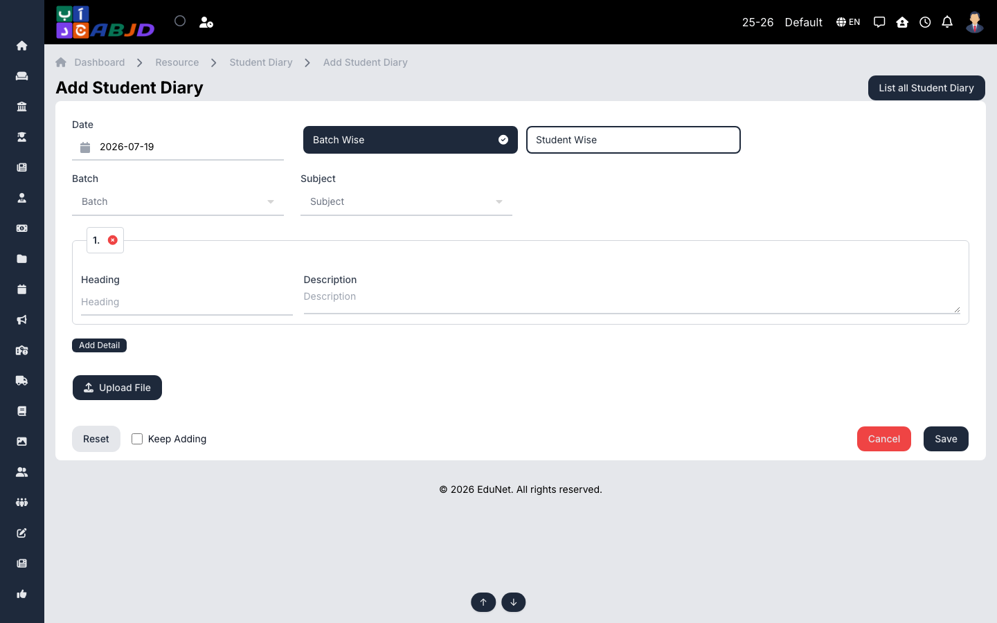 Add diary form