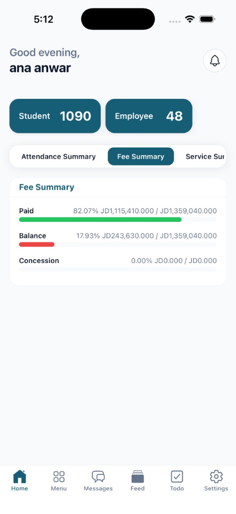 Fee collection & balances