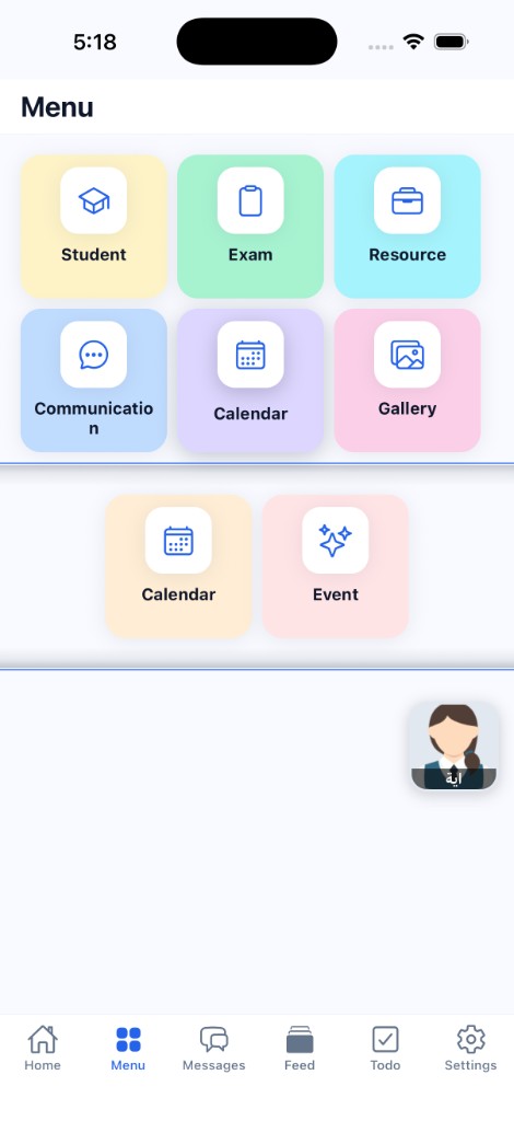 Student home menu